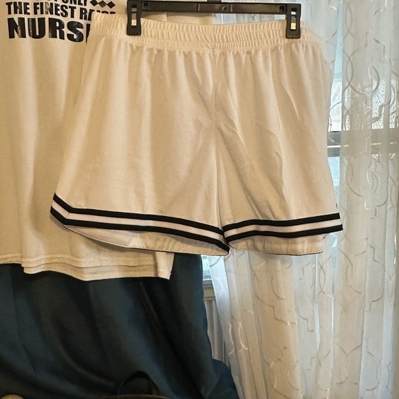 DSG Pants - DSG white  Athletic Shorts with Black Trim  Stripes